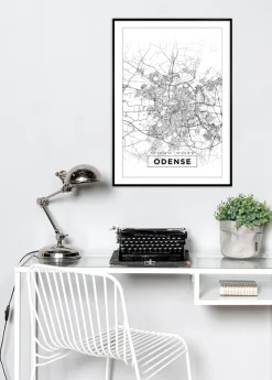 Kort - Odense - Hvid Plakat (21x29.7 cm (A4))