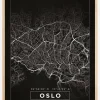 Kort - Oslo - Sort Plakat (21x29.7 cm (A4))