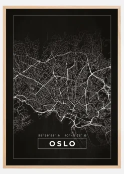 Kort - Oslo - Sort Plakat (21x29.7 cm (A4))