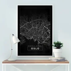 Kort - Oslo - Sort Plakat (21x29.7 cm (A4))