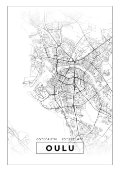 Kort - Oulu - Hvid Plakat (21x29.7 cm (A4))