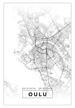 Kort - Oulu - Hvid Plakat (21x29.7 cm (A4))