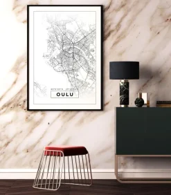 Kort - Oulu - Hvid Plakat (21x29.7 cm (A4))