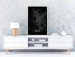 Kort - Oulu - Sort Plakat (21x29.7 cm (A4))