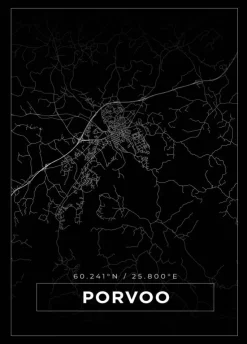 Kort - Porvoo - Sort Plakat (21x29.7 cm (A4))