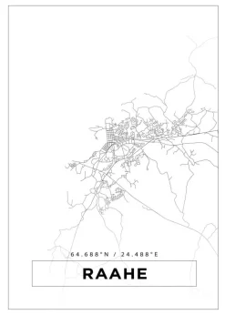 Kort - Raahe - Hvid Plakat (21x29.7 cm (A4))