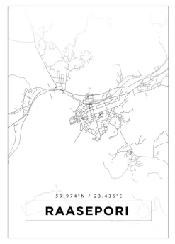 Kort - Raseborg - Hvid Plakat (21x29.7 cm (A4))