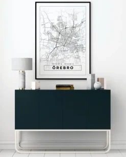 Kort - Örebro - Hvid Plakat (21x29.7 cm (A4))