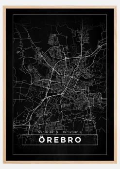 Kort - Örebro - Sort Plakat (21x29.7 cm (A4))
