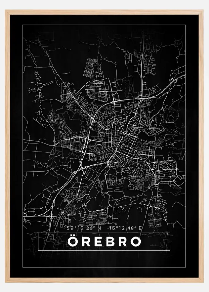 Kort - Örebro - Sort Plakat (21x29.7 cm (A4))