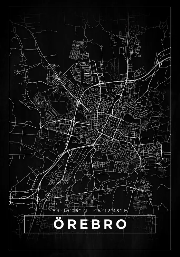Kort - Örebro - Sort Plakat (21x29.7 cm (A4))