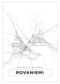 Kort - Rovaniemi - Hvid Plakat (21x29.7 cm (A4))