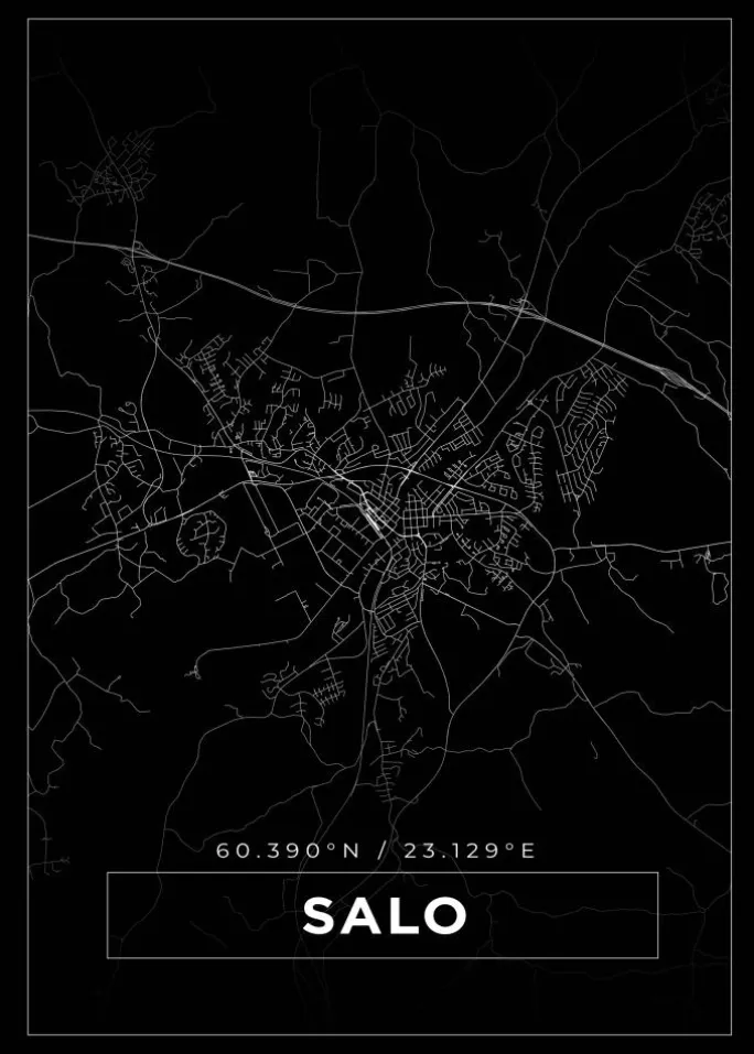 Kort - Salo - Sort Plakat (21x29.7 cm (A4))