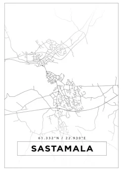 Kort - Sastamala - Hvid Plakat (21x29.7 cm (A4))