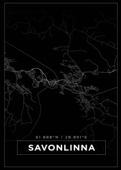 Kort - Savonlinna - Sort Plakat (21x29.7 cm (A4))