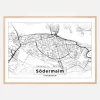 Kort - Södermalm - Hvid Plakat (21x29.7 cm (A4))