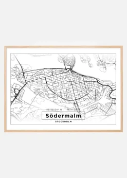 Kort - Södermalm - Hvid Plakat (21x29.7 cm (A4))