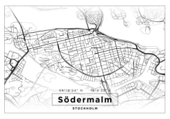 Kort - Södermalm - Hvid Plakat (21x29.7 cm (A4))
