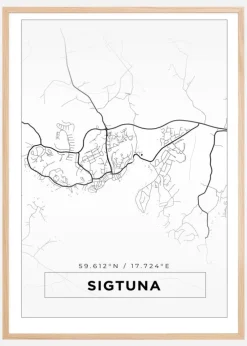 Kort - Sigtuna - Hvid Plakat (21x29.7 cm (A4))