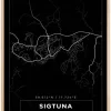 Kort - Sigtuna - Sort Plakat (21x29.7 cm (A4))