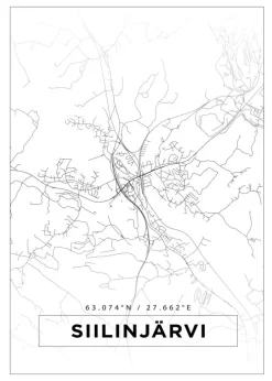 Kort - Siilinjärvi - Hvid Plakat (21x29.7 cm (A4))