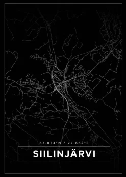 Kort - Siilinjärvi - Sort Plakat (21x29.7 cm (A4))