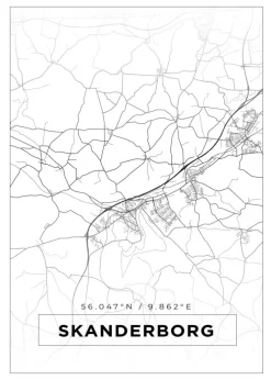 Kort - Skanderborg - Hvid Plakat (21x29.7 cm (A4))