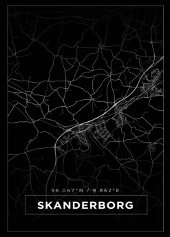 Kort - Skanderborg - Sort Plakat (21x29.7 cm (A4))