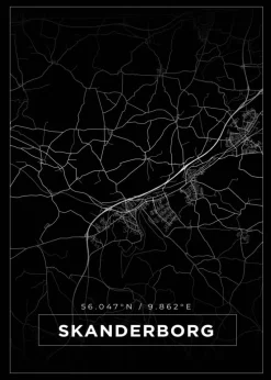 Kort - Skanderborg - Sort Plakat (21x29.7 cm (A4))