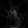 Kort - Skien - Sort Plakat (21x29.7 cm (A4))