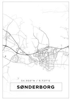 Kort - Sønderborg - Hvid Plakat (21x29.7 cm (A4))