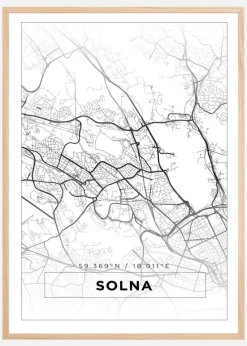 Kort - Solna - Hvid Plakat (21x29.7 cm (A4))