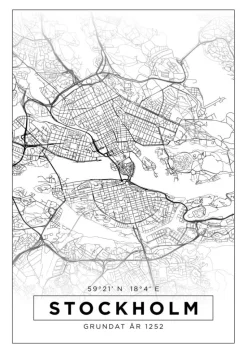 Kort - Stockholm - Hvid Plakat (21x29.7 cm (A4))