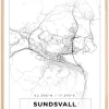 Kort - Sundsvall - Hvid Plakat (21x29.7 cm (A4))