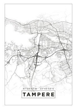 Kort - Tampere - Hvid Plakat (21x29.7 cm (A4))