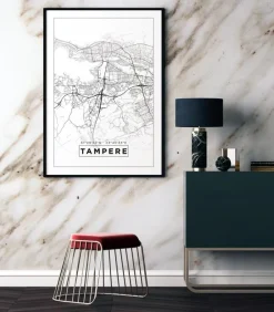 Kort - Tampere - Hvid Plakat (21x29.7 cm (A4))