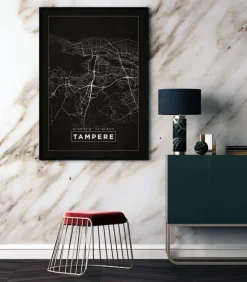 Kort - Tampere - Sort Plakat (21x29.7 cm (A4))