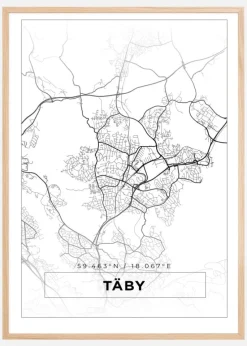 Kort - Täby - Hvid Plakat (21x29.7 cm (A4))