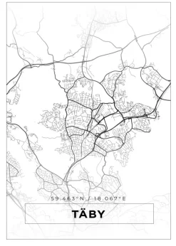Kort - Täby - Hvid Plakat (21x29.7 cm (A4))