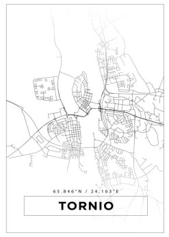 Kort - Tornio - Hvid Plakat (21x29.7 cm (A4))