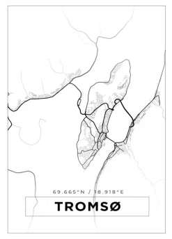 Kort - Tromsø - Hvid Plakat (21x29.7 cm (A4))