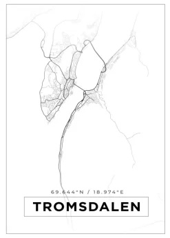 Kort - Tromsdalen - Hvid Plakat (21x29.7 cm (A4))