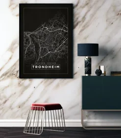 Kort - Trondheim - Sort Plakat (21x29.7 cm (A4))