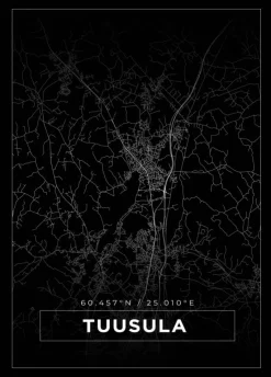 Kort - Tuusula - Sort Plakat (21x29.7 cm (A4))