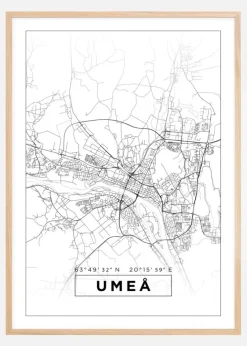 Kort - Umeå - Hvid Plakat (21x29.7 cm (A4))