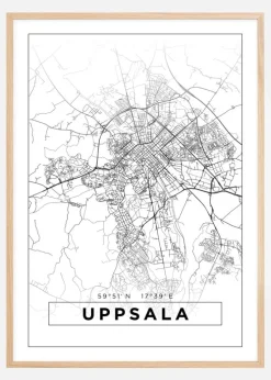 Kort - Uppsala - Hvid Plakat (21x29.7 cm (A4))
