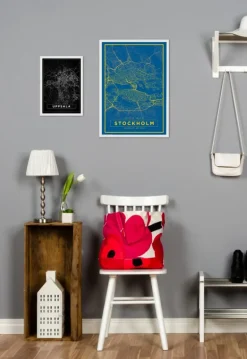 Kort - Uppsala - Sort Plakat (21x29.7 cm (A4))