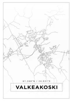 Kort - Valkeakoski - Hvid Plakat (21x29.7 cm (A4))