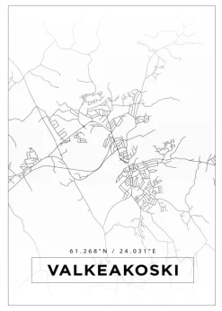 Kort - Valkeakoski - Hvid Plakat (21x29.7 cm (A4))