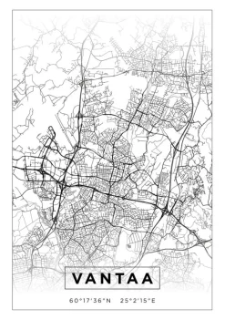 Kort - Vantaa - Hvid Plakat (21x29.7 cm (A4))